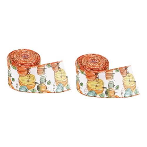 STOBOK 2 Rollen Kürbisband Kürbis-Ripsband Dekoration wickeln zum Einpacken geschenkverpackung geschenkband DIY-Band für die Erntezeit Thanksgiving-Band zum Verpacken von Geschenken Stoff von STOBOK