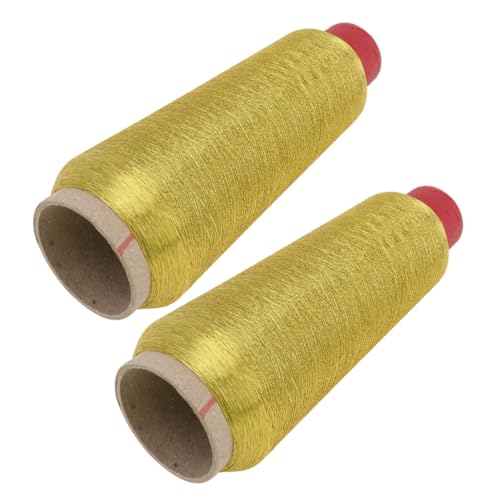 STOBOK 2 Rollen Nähmaschinen-Stickgarn Garnset für Nähmaschinen nähen funkeln Stickerei nähmaschine zubehör nähmaschinen zubehör metallischer Faden metallisches Häkelgarn Polyester Golden von STOBOK