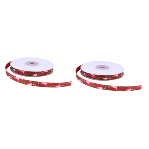 STOBOK 2 Rollen Weihnachtsbaumband seidenband ribbon geschenkpaket seidenbänder geschenkverpackung Dekorationen dekorativ Band für Weihnachtsbaum weihnachtsbanddekoration Polyester rot von STOBOK