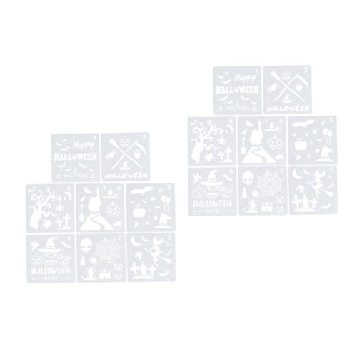 STOBOK 2 Sätze Halloween-zeichnungsvorlage Halloween-zeichnungsschablonen Doodle-schablonen Halloween Basteln Halloween Schablonen Prägeschablonen Malschablonen Plastik Weiß 8 Stück * 2 von STOBOK