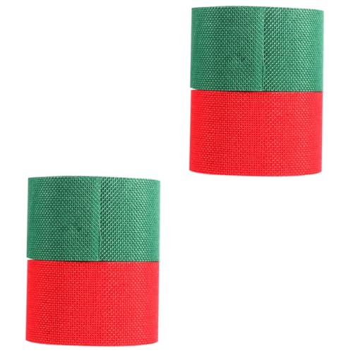 STOBOK 2 Sätze Hochzeitsdekorationsbänder Weihnachtsband Silber Jumbo Kariertes Weihnachtsband Verpackungsband Rosa Seidenband Ribbon Wickelband Festivalband Leinenimitat Rot 2 Rollen * 2 von STOBOK