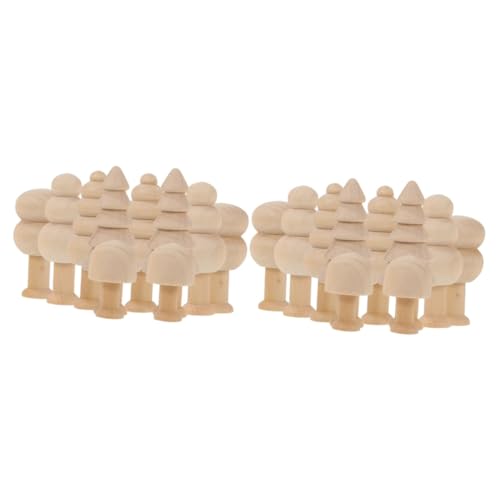 STOBOK 2 Sätze Kleiner Holzpilz Dekorativ Weihnachten Mini Dekorationen Diy Zubehör Diy Liefert Diy-graffiti-holzbäume Holzhandwerk Selber Machen Lotusbaum 10 Stück * 2 von STOBOK