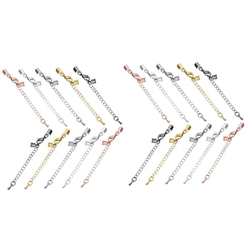 STOBOK 2 Sätze Kordelenden Umschlagen Hochstihl Handgemachte Schmuckverschlüsse Clips Kettenverschlüsse Und Verschlüsse Für Kettenverlängerungen Verlängerungsketten Kupfer 10 Stück * 2 von STOBOK