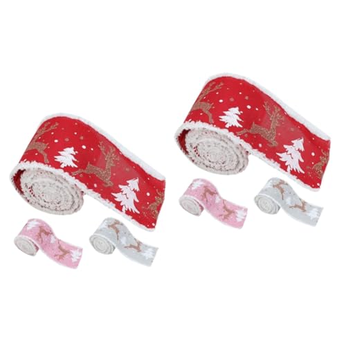 STOBOK 2 Sätze Ribbon Bandfeile Geschenkebeutel Geschenkverpackung Weihnachten Präsentbox Gewebte Dekorationen Sortiert Geschenkverpackungsbänder Weihnachtsdekorband Stoff 3 Rollen * 2 von STOBOK
