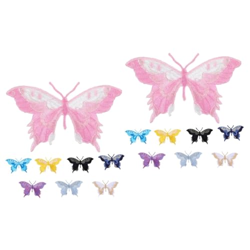 STOBOK 2 Sätze Schmetterlings-stickpatch Flecken Gestickte Aufnäher Für Bekleidungsstücke Flicken Nähen Applikation Nähen Flicken Für Bekleidung Bestickt Stoff 8 Stück * 2 von STOBOK