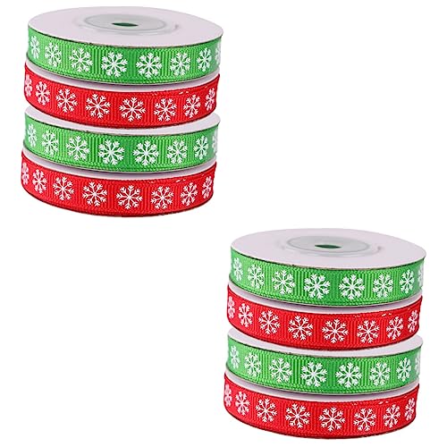 STOBOK 2 Sätze Schneeflockenband Dekorativ Bögen Ornamente Grün Klein Pakete Drinnen Weihnachtsband Schneeflocke Urlaub Weihnachtsdekorationen Trimmt Lieferungen Rot Schleife 4 Rollen * 2 von STOBOK