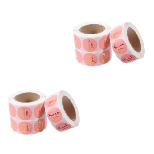 STOBOK 2 Sätze Stichworte Runden Tipps Danke Gold Gruß Schild Brief Zubehör Briefversorgung Rosa Aufkleber 3 Rollen * 2 von STOBOK