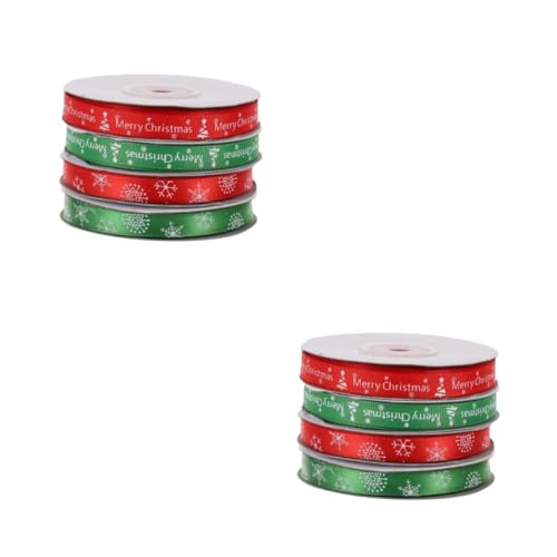 STOBOK 2 Sätze Weihnachtsdekorationsband Ribbon Bandfeile Geschenkband Weinachts Dekobänder Party Fröhliche Weihnachtsbänder Weihnachtsband Sackleinenband Schleife 4 Rollen * 2 von STOBOK