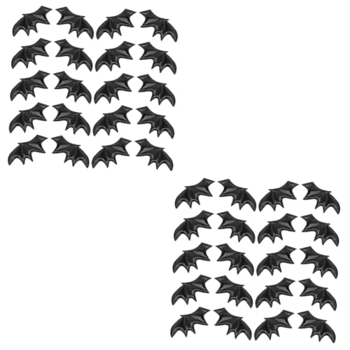 STOBOK 2 Sätze Zubehör Für Fledermausflügel Stirnbänder Bobby Halloween-fledermausflügel Stirnband Glitzer Schläger Mit Erwachsene Dekorationen Schild Geformt Black Pu-leder 40 Stück * 2 von STOBOK