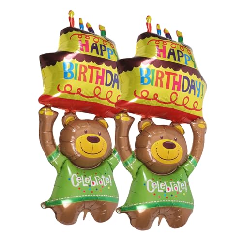STOBOK 2 Stück Bärenballon Kuchen Party Dekorationen Geburtstag Luftballons Ballondekore Folienballons Entzückende Tierballons Ballon Tragen Tierballons Aus Folie Aluminiumfolie von STOBOK