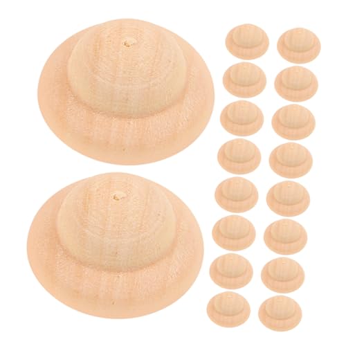 STOBOK 20 Stück Marionettenhut Unfertiges Holzhandwerk Diy Holzhut Basteln Blanko-peg-puppenhut Unvollendete Peg-puppenmütze Unfertiger Puppenhut Aus Holzpflock Miniaturhut Khaki Hölzern von STOBOK