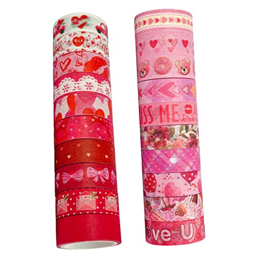 STOBOK 20rollen Klebeband Valentinstag Mit Süßen Mustern Dekoratives Papierklebeband Für Scrapbooking Journaling Und Einfach Abziehbar Haftend Rosa Farbpalette Für -projekte von STOBOK