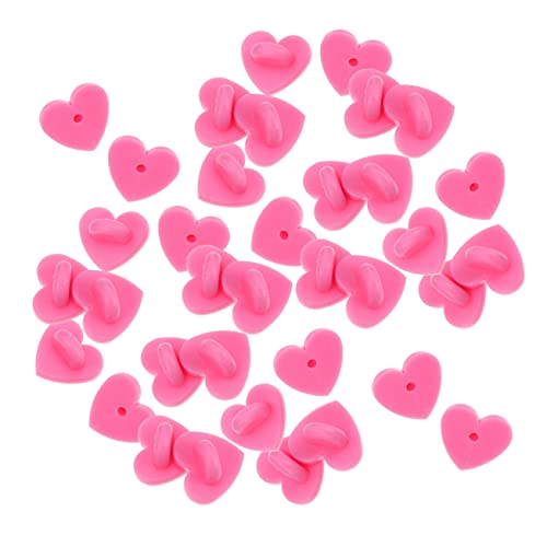 STOBOK 200 Stück Herzförmige Brosche Herzen Schmuckherstellung Finden Stift Pin-rückseite Basteln Geformt Broschenrücken Broschenverschluss Abzeichen Schnalle Broschenhalter Gummi Rosa von STOBOK
