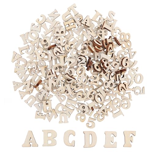 STOBOK 200 Stück Holzbuchstaben Zahlen Bastelbuchstaben Blanke Holzzahlen Holzbuchstaben Holzzahlen DIY Bastelbuchstaben Holzzahlenbuchstaben Zum Basteln Unlackierte von STOBOK