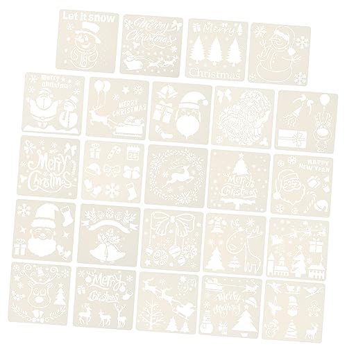 STOBOK 24 Stück Malvorlage weihnachtskarten basteln weihnachtsmotiv große Schablonen zum Malen Wandschablonen zum Bemalen Zeichnungsvorlage weihnachtsmalerei vorlage das Haustier Beige von STOBOK