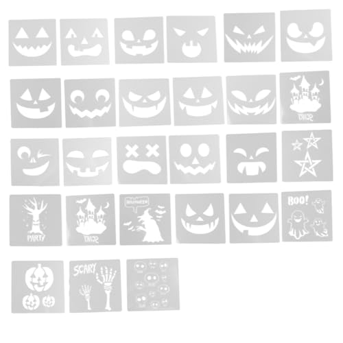 STOBOK 27 Stück selbst bemalte schablonen Dekorationen für Malerei Halloween-Gemälde Halloween-Schablonen halloween theme halloween basteln Zeichnungsvorlage Malvorlage das Haustier Weiß von STOBOK