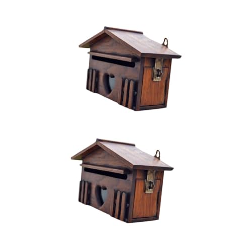 STOBOK 2Er-Packung Briefkasten zur Wandmontage holzbriefkasten kreativbox aktenbox karteibox Briefkästen außen wasserdicht Pavillon Briefkasten im Flur Posthalter für den Eintritt hölzern von STOBOK
