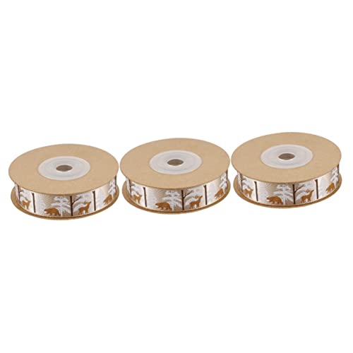 STOBOK 3 Rollen Weihnachtsserienband Vorabend Bänder zum Verpacken groß Blau Dekorationen ribbon bandfeile weihnachtsbäume geschmückt Verpackungsband weihnachtsthemaband Polyester Brown von STOBOK