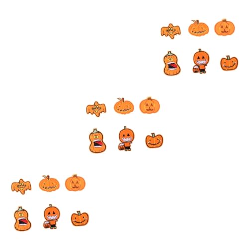 STOBOK 3 Sätze À 18 Stück Patch Kürbisstoffaufkleber Halloween -Gesichtsaufkleber halloween dekoration halloween-dekoration Halloween liefert Cartoon-Stoffaufkleber Vlies Orange von STOBOK