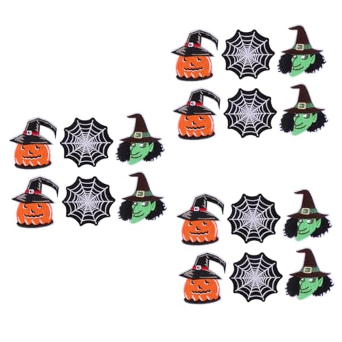 STOBOK 3 Sätze Kürbis Witch Patch Halloween -dekorationen Halloween-patch Kleiderflicken Bestickt Party Patches Für Halloween Spinnen-patch Spinnennetz Stoff 6 Stück * 3 von STOBOK