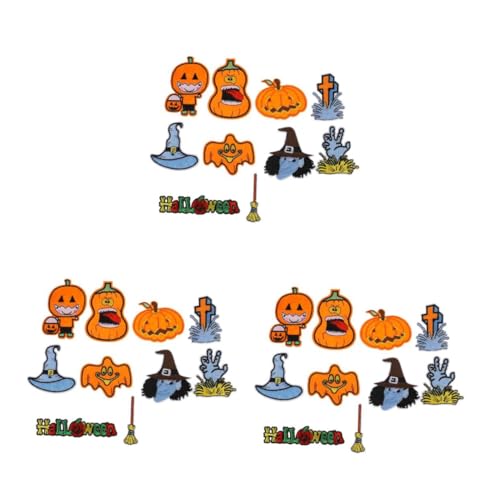 STOBOK 3 Sätze Kürbisschädel -stoffaufkleber Kleidung Bestickt Mit Dekoration Flecken Halloween Costume Halloween Outfit Halloween-patches Aufnäher Stoff-polyester-vliesstoff 10 Stück * 3 von STOBOK