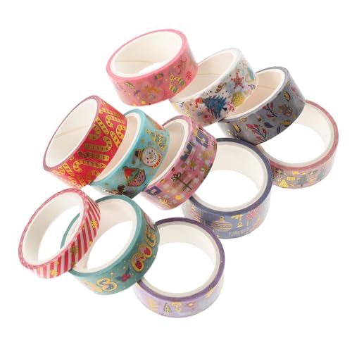 STOBOK 3 Sätze Weihnachtsband Dekorativ Weihnachtsbänder Weihnachtsdekorationen Thematisiert Weihnachtsbastelband Klebeband Für Scrapbooking Farbig Japanisches Papier 11 Rollen * 3 von STOBOK