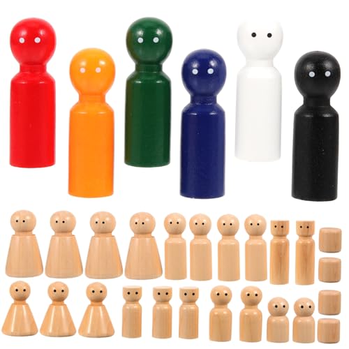 STOBOK 30 Stück Bemalte Puppen DIY Malspielzeug Menschenpflöcke Holzkinder Malspielzeug Holzfiguren Holzpflöcke Menschen Unvollendete Puppen Heringe Holzpflöcke Puppen von STOBOK