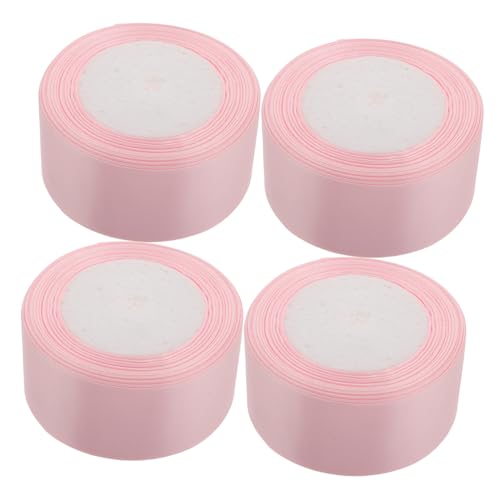 STOBOK 4 Rollen Blumen Geschenkband bastelmaterial blumenarrangement verdrahtetes transparentes Band Satinband Rosenblume Blumenband Hochzeitsband Band für Blumenstrauß Polyester Rosa von STOBOK