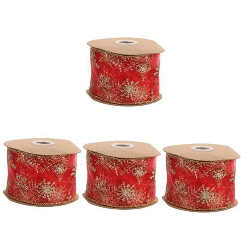 STOBOK 4 Rollen Weihnachtsband Urlaub Weihnachtsschneeflockenband rot weiß Glitzerband Bänder für Gold ribbon bandfeile weihnchtsdeko geschenkpaket Weihnachtsdekorband Banddekor Polyester STOBOK 4 Rollen Weihnachtsband Urlaub Weihnachtsschneeflockenband rot weiß Glitzerband Bänder für Gold ribbon bandfeile weihnchtsdeko geschenkpaket Weihnachtsdekorband Banddekor Polyester von STOBOK