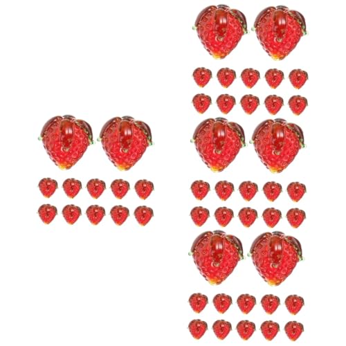 STOBOK 4 Sätze Erdbeere Aus Glas Niedliche Anhängermasse Obst Fruchtzauber Schmuckanhänger Erdbeerdekor Bastelzeug Handmade Anhänger Schmuckzubehör Diy -anhänger Rot 16 Stück * 4 von STOBOK