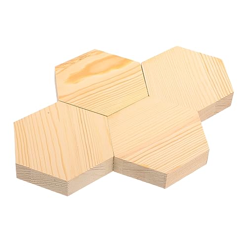 STOBOK 4 Stück Sechseckige Kiefernspäne DIY Bastelmaterial Unfertige Holzausschnitte Leere Holzspäne Holzscheiben Für DIY Sechseckige Holzscheiben Heimwerkerbedarf DIY von STOBOK