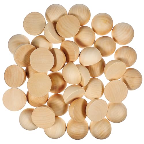 STOBOK 40 Stück 50 Mm Gespaltene Holzkugeln Halb Natürliche Unlackierte Holzperlen Runde Bastelkugeln Für Farbe Diy-Handwerk (5 1 Cm) von STOBOK