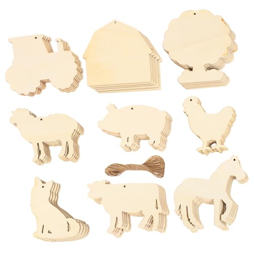 STOBOK Holzausschnitte Bauernhof-ausschnitte Bastelset 45-teilig Dekorative Ausschnitte Ornament Zum Ausmalen von STOBOK