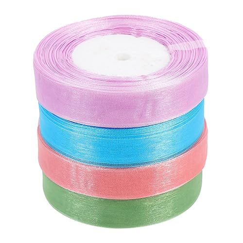 STOBOK 4Rollen Dekorationsbänder DIY Handwerksmaterialien Transparentes Organzaband Und Breit Und Lang Für Geschenkschleifen von STOBOK