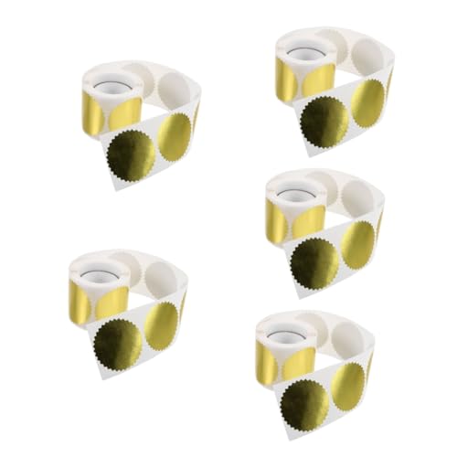 STOBOK 5 Rollen Stempelaufkleber graceling gracy sodela decor eincremehilfe Zertifikat-Medaillen-Aufkleber Prägung von Siegelaufklebern geprägte Siegel Unterlage aus Pergaminpapier Golden von STOBOK