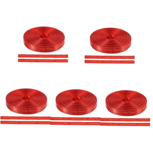 STOBOK 5 Rollen Verpackung Band Dekorativ Weihnachtsband Verdrahtet Samtband Weihnachten Band Zum Verpacken Dünn Dekorationen Die Gold Bänder Zum Verpacken Rot Polyester von STOBOK