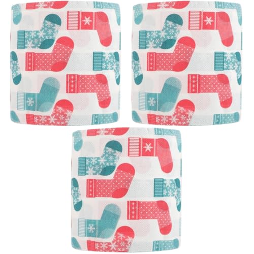 STOBOK 5 Rollen Weihnachtsstrümpfe Gewebe gemustert Fröhlich Material Weihnachts-Toilettenpapier Farbe wiederverwendbares toilettenpapier Dekorative Toilettenpapier Urlaub Seidenpapier von STOBOK