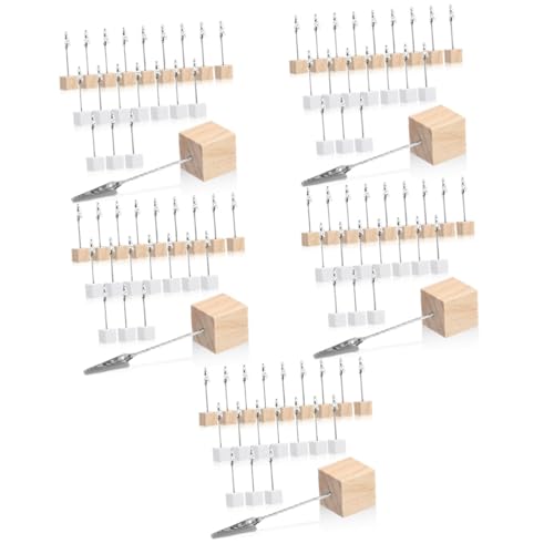STOBOK 5 Sätze Vertikaler Zettelhalter Aus Holz Inhaber Der Tabellennummer Empfangsbedarf Platzkartenhalter Für Den Tisch Bildhalter Für Tische Karteninhaber Stand Fotoclip 20 Stück * 5 von STOBOK