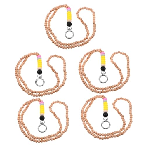 STOBOK 5 Stück Schlüsselband Aus Holzperlen Stichworte Lanyards Für Ausweise Schlüsselbund Lanyard Perlenhalsgurt -schlüsselband Aus Perlen Trendy Zubehör Nacken Kieselgel von STOBOK