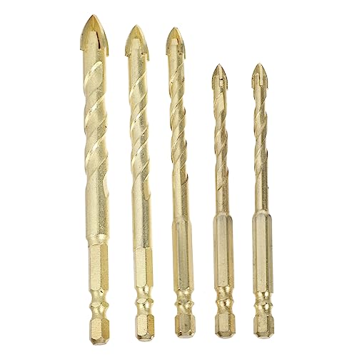 STOBOK 5 Stück Vierklinge-kreuzbohrer Verjüngt Holzbohrer Glasbohrer Golden Stahl STOBOK 5 Stück Vierklinge-kreuzbohrer Verjüngt Holzbohrer Glasbohrer Golden Stahl von STOBOK