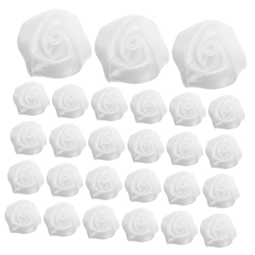 STOBOK 50 Stück Band Rosenknospen Bandrosen Zum Basteln Weihnachtsband Blumen Satinblumen Weißes Polyester STOBOK 50 Stück Band Rosenknospen Bandrosen Zum Basteln Weihnachtsband Blumen Satinblumen Weißes Polyester von STOBOK