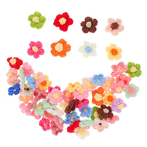 STOBOK Floral Decors 50 Stück Zum Aufnähen Gehäkelte Patches Gestrickte Blumenapplikationen Für Kleidung Zufällige Farbe von STOBOK