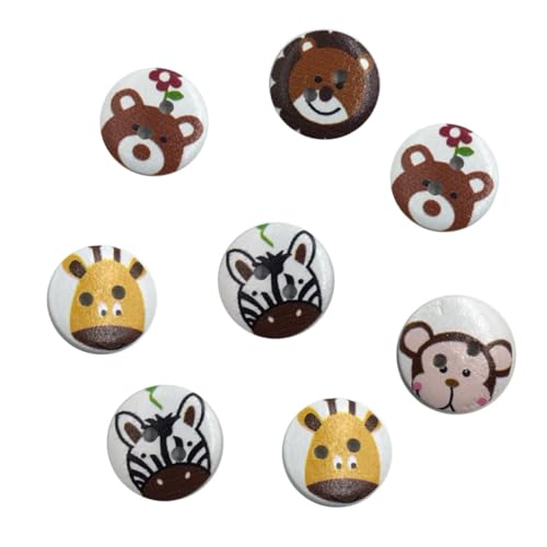 STOBOK 50 Stück Holzknöpfe Mit Tiermotiven 20 Mm Rund Druckknöpfe Zum Basteln Und Nähen von STOBOK
