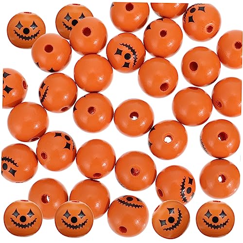 STOBOK 50 Stück Runde Holzperlen Basteln Holzperlen für Schmuck und Halloween- von STOBOK