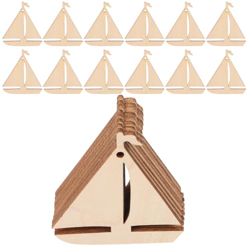 STOBOK 50 Stück unlackierte Holz-Segelboot-Ausschnitte, nautisches Holz, DIY, Basteln, Ausschnitte, blanko, Segelboot-Form, Ornamente, Geschenkanhänger für DIY-Projekte, Segeln, Party-Dekoration von STOBOK