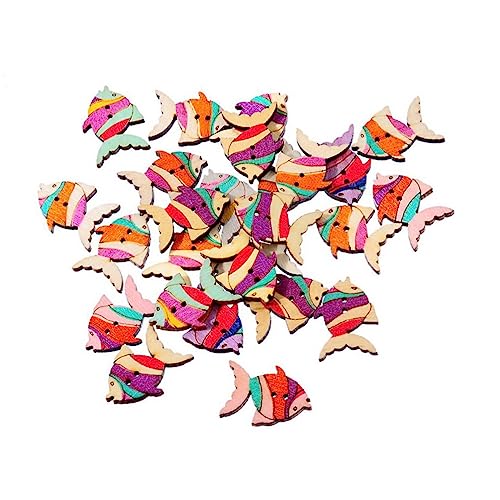 STOBOK 50stücke Fischform Holzknöpfe Bunte Knöpfe Für Nähen Scrapbooking Und Basteln Zufällige Farben Für Junge Mädchen Und Hochzeitsdekoration von STOBOK