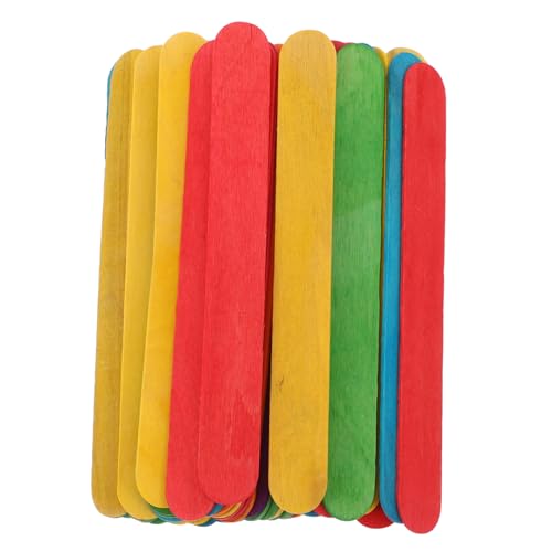 STOBOK 50stücke Holz Eisstiele Farbige Jumbo Bastelstäbchen Dicke Eisstiele Für Heimwerker Und Kunstprojekte Lutscherstiele Farbige Zum Basteln von STOBOK