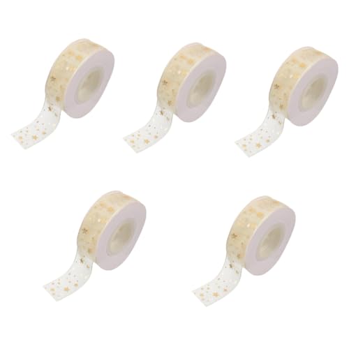 STOBOK 5Er-Packung Rollen Geschenkband seidenband ribbon handsfull hochzeitsringe präsentbox Drahtband umwickeln goldenes weihnachtsband Wickelband dekoratives Band Sternenband Stoff von STOBOK