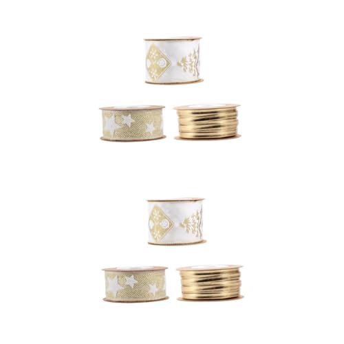 STOBOK 6 Stck. Bandset Party weiß und für drinnen Weihnachtsdekorationen seidenband ribbon hochzeitsringe geschenkdeko Weihnachtsband Bastelbänder aus der Weihnachtsserie Polyester von STOBOK
