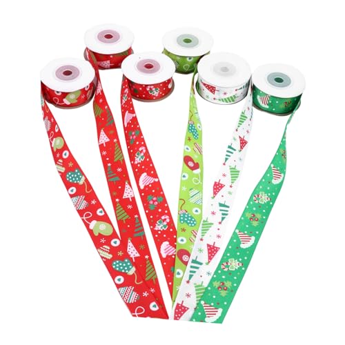 STOBOK 6 Stück Weihnachtsdekorationsband Vorabend Schleife Weihnachtsband dickes Band Satinband seidenband ribbon schienbeinschoner tape stoffgürtel Wickelband Band zum Nähen Polyester von STOBOK